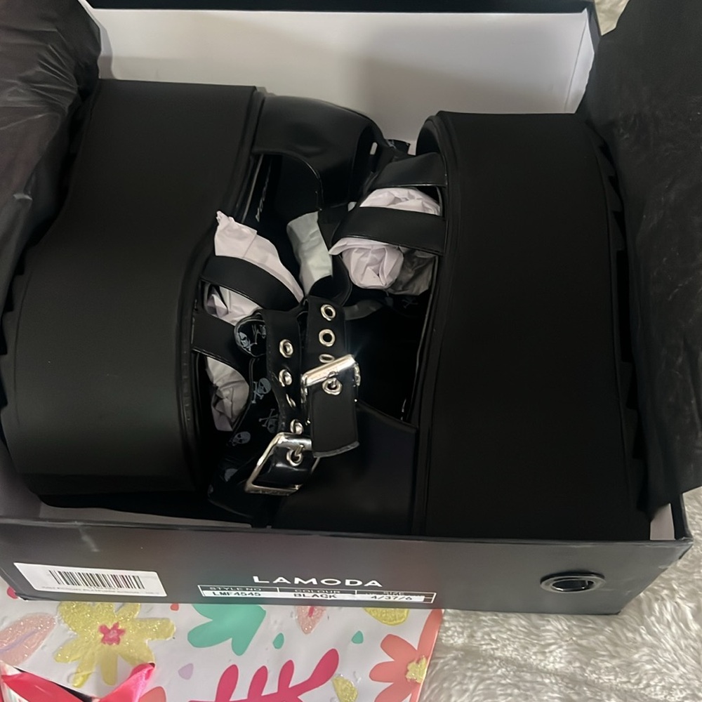 Dolls kill LAMODA JUST PEACHY PLATFORM SANDALS -black - Picture 10 of 10